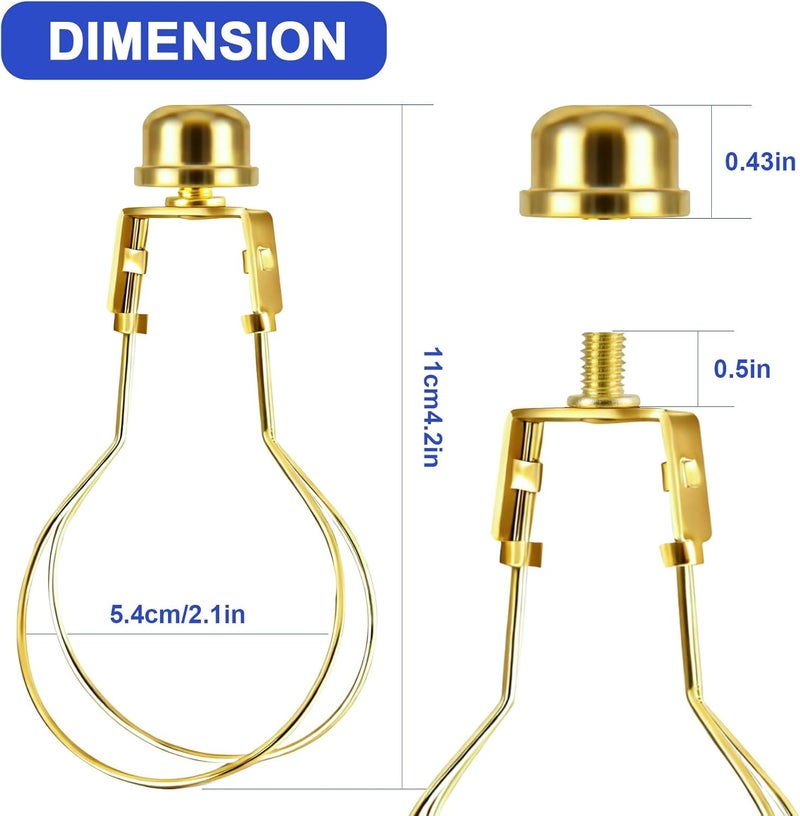 OMOBANU Antique Gold Clip on Lampshade Adapter, Lamp Shade Light Bulb Holder Includes Lamps Finials, Lampshade Levellers, Clip on Lamp Shade, Metal Shade Decorative Holder Furniture Lighting - Image 2
